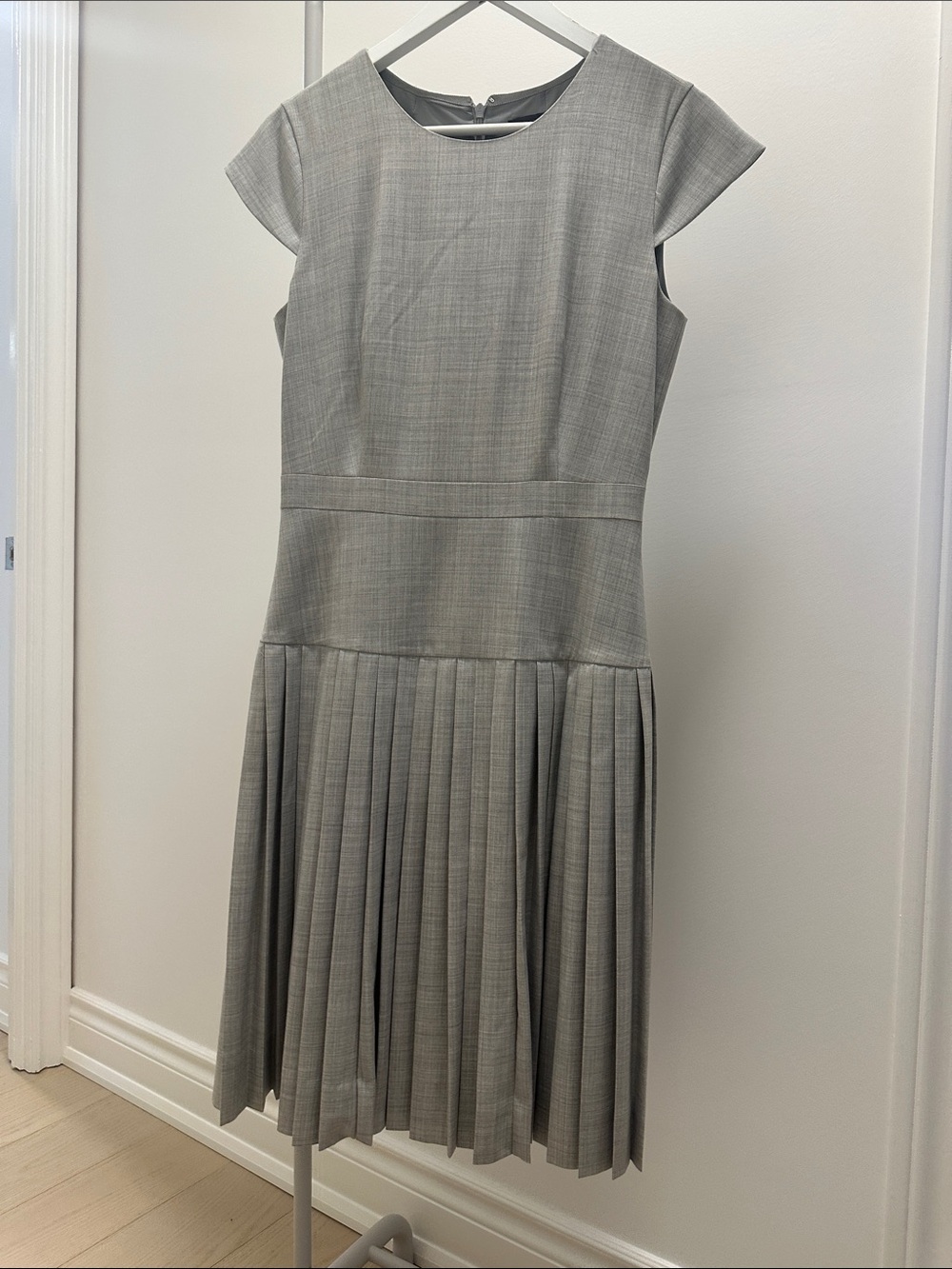 J. Crew Gray Pleated Midi Dress